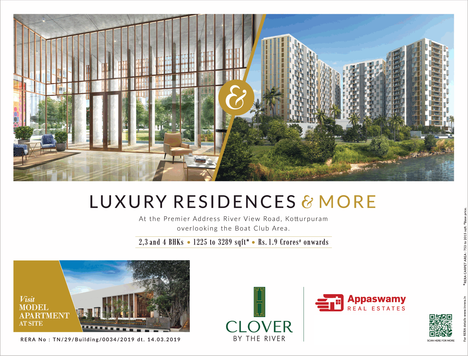 Book luxury residences & more at Appaswamy Clover By The River in Chennai
